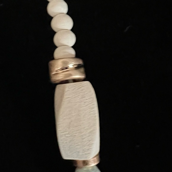 Gold and Cream Beaded Necklace with Distinctive Pendant - Picture 11 of 13